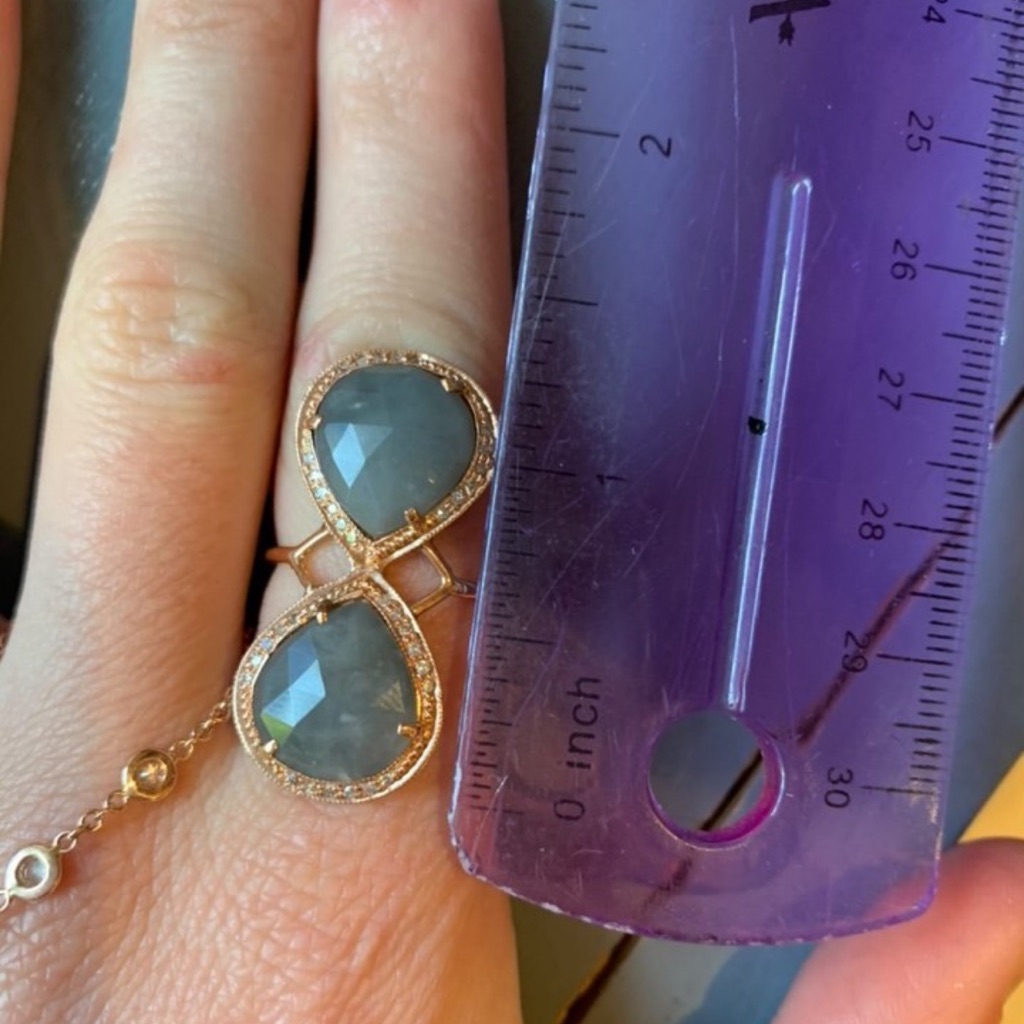 Jacquie Aiche 14k Rose Gold And Diamond Grey Quartz Trinity Ring 2250$